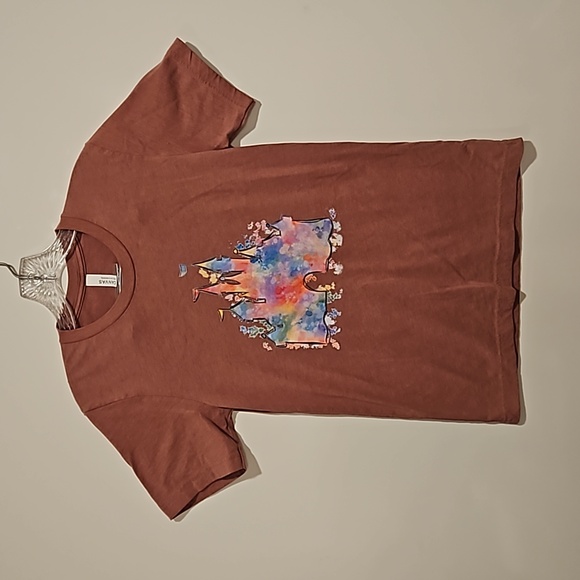 Disney World Disneyland  Cinderella's Castle graphic tee paint dabs dusty rose S - Picture 6 of 7